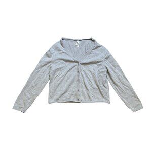 Pact Womens Cardigan Sweater S Gray V-Neck Button Up Long Sleeve Lightweight Top